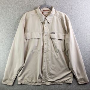 Simms Shirt Mens L Beige Guide Series Fishing Vented Boating Angler Safari